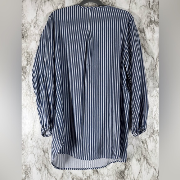 Grand & Greene Blue White Striped Ultra Soft Rayon Button Down Small Office - Picture 2 of 5